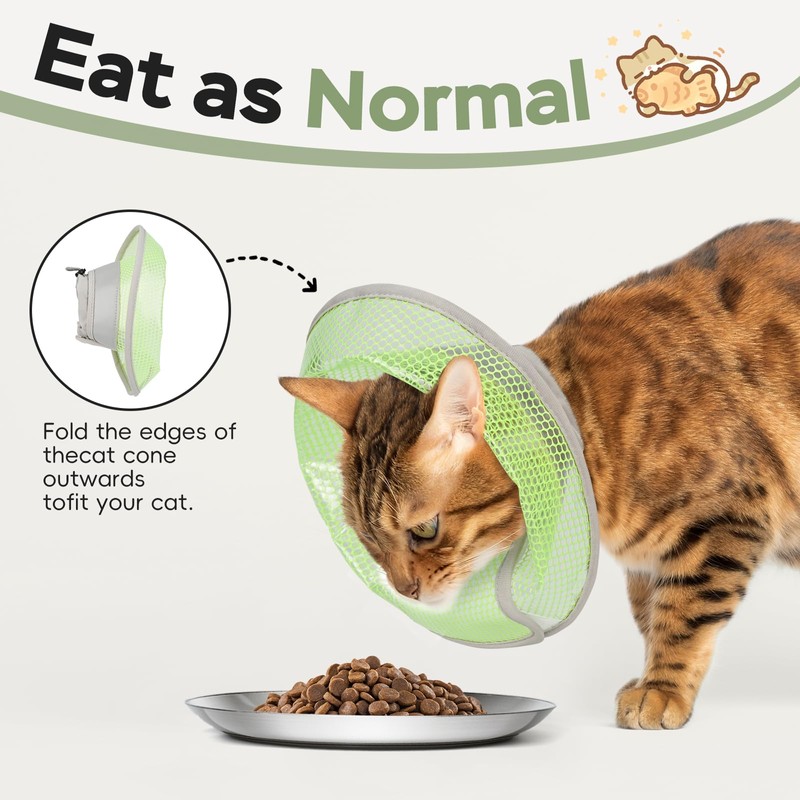 Supet Cat Cone Collar Soft Comfortable Adjustable Waterproof cat recovery