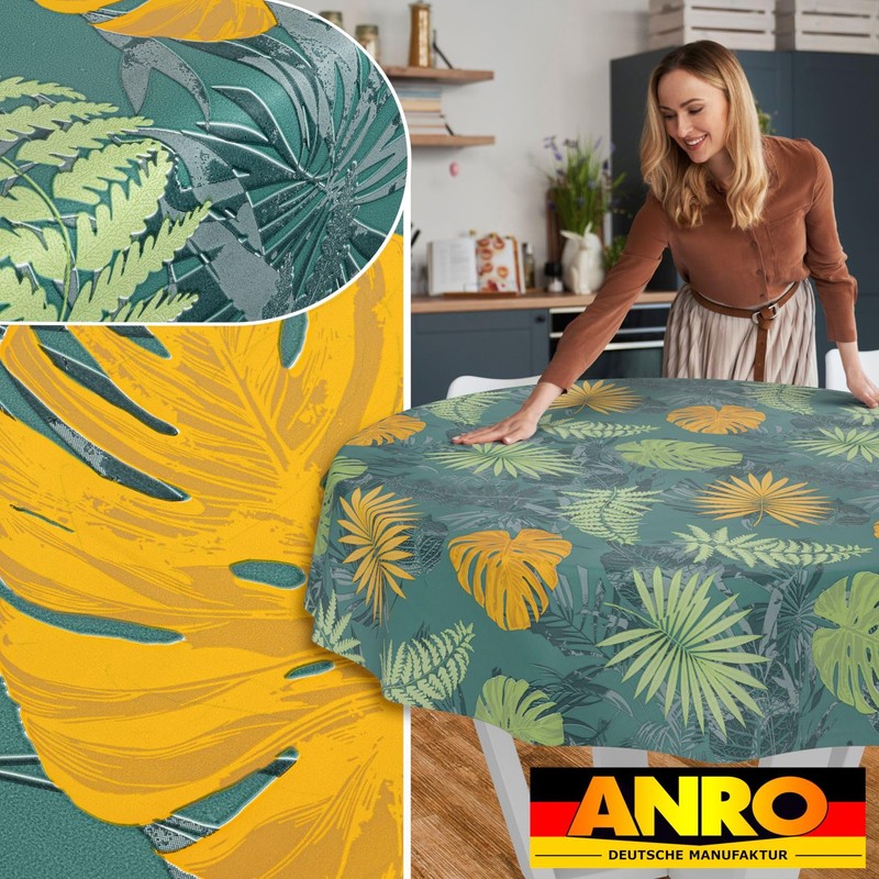 ANRO Oilcloth Tablecloth Washable Wax Tablecloth Garden Tablecloth Round Oval