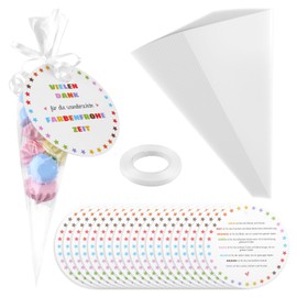 Farewell Gift Teacher, Pack of 40 Nursery Farewell Gift Thank You for the Colourful Time, with 20 Gift Tags and 20 Cone Bags Gift Packaging