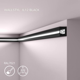 IL12 BLACK WALLSTYL Light Strips - 20 x 25 x 2000 mm - NOËL & MARQUET - A NMC Brand - Extruded Polystyrene with High Density