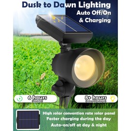 Azirier Solar Lights Outdoor, Solar Spot Lights Outdoor, 6 Pack IP44 Waterproof Solar Spotlights, Auto On/Off Solar Powered Garden Lights for Yard Pathway Driveway (Warm White)