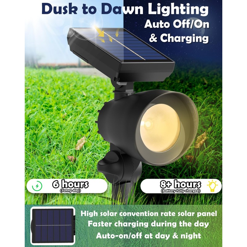Azirier Solar Lights Outdoor, Solar Spot Lights Outdoor, 6 Pack