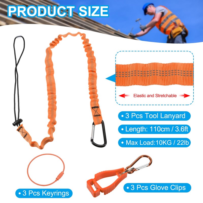 MECCANIXITY Retractable Tool Lanyard 3.6ft with Aluminum Buckle and Adjustable