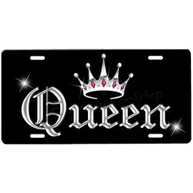 Queen Front License Plate with Custom Background Options