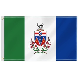 3×5 FT Yukon Territory Flag,Large Canada Province YT Decor,Double Side Digital Printed 150D Polyester Banner With Canvas Header Brass Grommet For Outdoor Indoor Parade Car