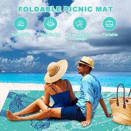 DAJASD Beach Blanket, Sand-Free, Large 210 x 200 cm, Microfibre Beach Towel, Picnic Blanket with 4 Pegs, Foldable Ultralight Beach Blanket, Sand-Free, Camping Blanket Beach for Beach, Hiking, Travel