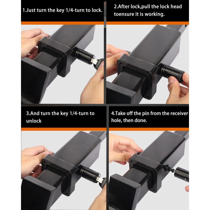 Metoware Trailer Hitch Lock - 5/8" Dia Locking Receiver Pin,