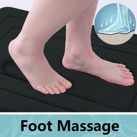 Arotive Memory Foam U-Shaped Toilet Rugs 24x20, Super Soft Absorbent Contoured Bathroom Rugs, Machine Washable Contour Bath Mats for Bathroom Toilet Base, Black