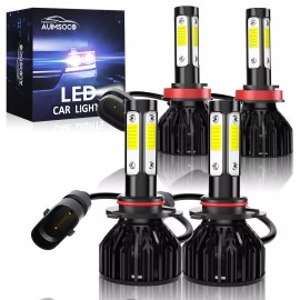 AUIMSOCO Fit For Peterbilt 388 389 367 567 4x LED Headlight Bulbs High Low Beam Combo Kit