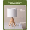 EDISHINE Wooden Bedside Lamp, Tripod Table Lamp, E27 Socket, Vintage