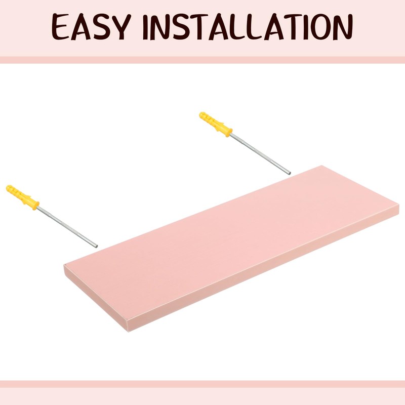 Youyole 3 Pack Pink Floating Shelves for Wall 16 Inch