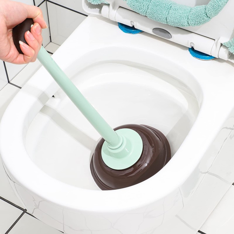 Cq acrylic Toilet Brush and Plunger Set,Green 3 in 1