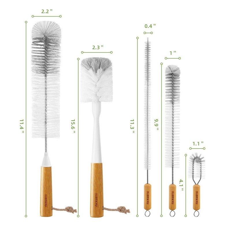 SUBEKYU Bottle Brush, Baby Bottle Brush with Nipple and Straw