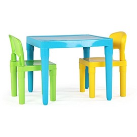 Humble Crew Kids Table and 2 Chair Set, Aqua Table with Chairs - Sturdy Toddler Activity Table for Playtime, Arts, Crafts, Reading, and More - 5-Piece Children’s Furniture for Daycare Playroom