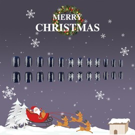 Short Square Christmas False Nails White Snowflake Press on Nails Glossy Winter Acrylic Glue on Nails with Design Full Cover Xmas Artificial Nails for Women Girls