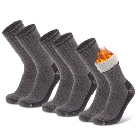 Socks Daze 3 Pack Womens Merino Wool Blend Socks Moisture Wicking Winter Warm No Blister Liners Crew Thick Wool Work Socks for Men Hiking Camping Trekking Backpacking, Medium, Brown