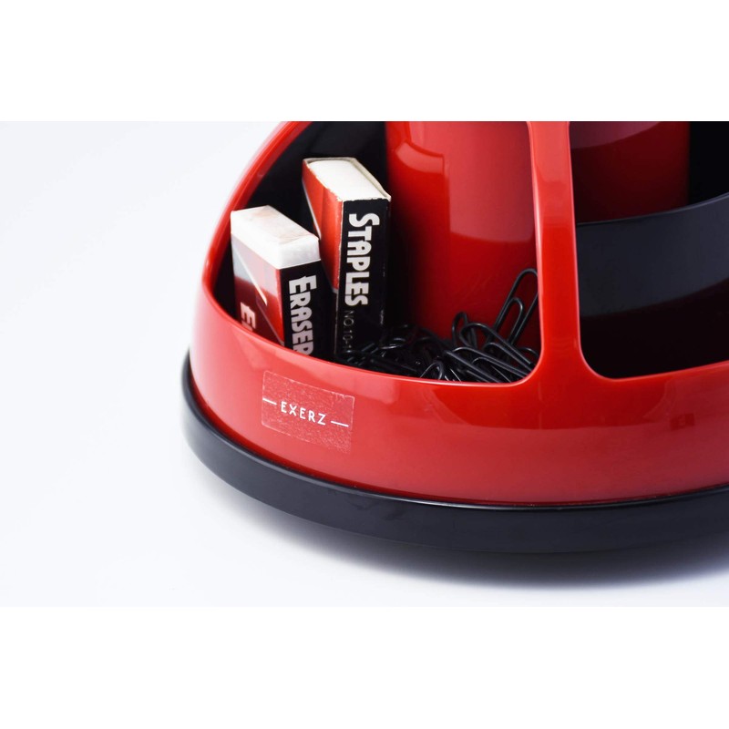 EXERZ Desk Organiser Red, Rotating Pencil Holder, Desk Tidy Swivel