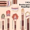 Set 7 Brochas Maquillaje Profesional Alto Nivel Color Marrón