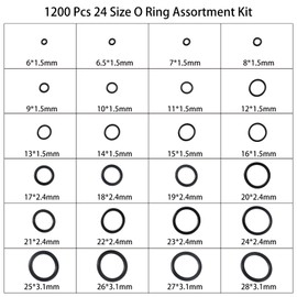 Yetaida 1200 Pcs O Ring Assortment Kit, 24 Size Sealing Rubber Professional O-Rings Set Washer Gasket for Car Auto Vehicle Pressure Washer, Air or Gas Connections, Resist Oil Heat