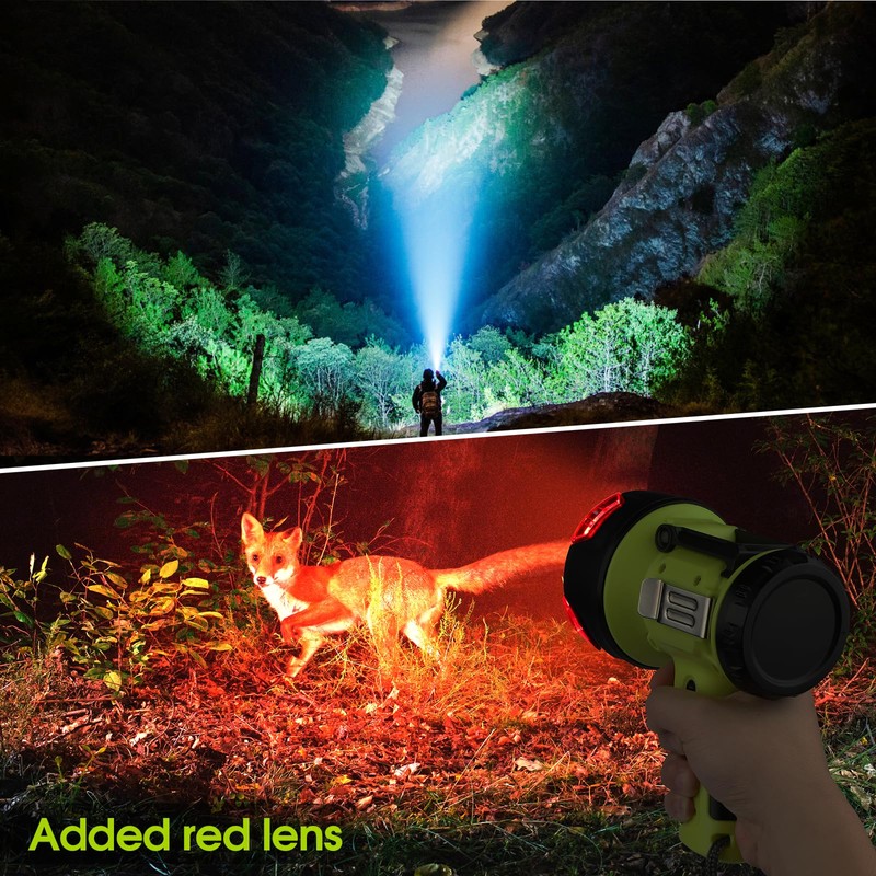 WENFENG Rechargeable Spotlight Flashlight with High Lumen LED, Waterproof Handheld