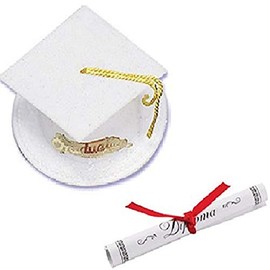 Oasis Supply Graduation Cap Cake Topper with Diploma (White)
