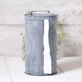 Irvin's Tinware Punched Tin Paper Towel Dispenser in Weathered Zinc Country Look Kitchen Farm