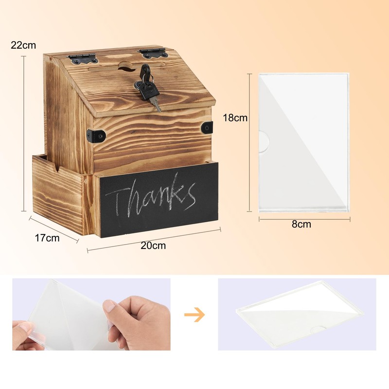 Optyuwah Wooden Suggestion Box, Name Plate Letter Box with Newspaper