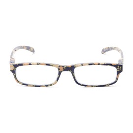 Readers.com Reading Glasses: The Buttercup Reader, Plastic Rectangle Style for Women - Navy Blue Floral, 1.25