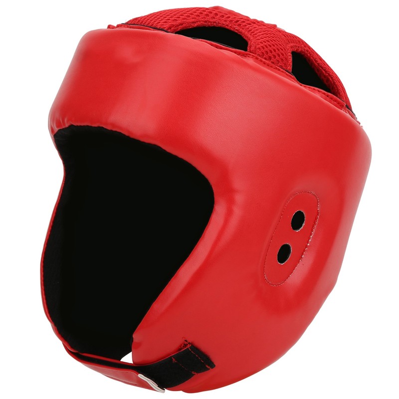 Boxing Helmet PU Leather Adjustable Head Guard Sanda Kickboxing Training