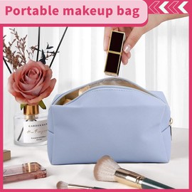 eggigi 6 Pcs Pu Leather Cosmetic Pouch, Leather Zipper Cosmetic Bags, Travel Cosmetic Organizer for Women Girls Daily Use