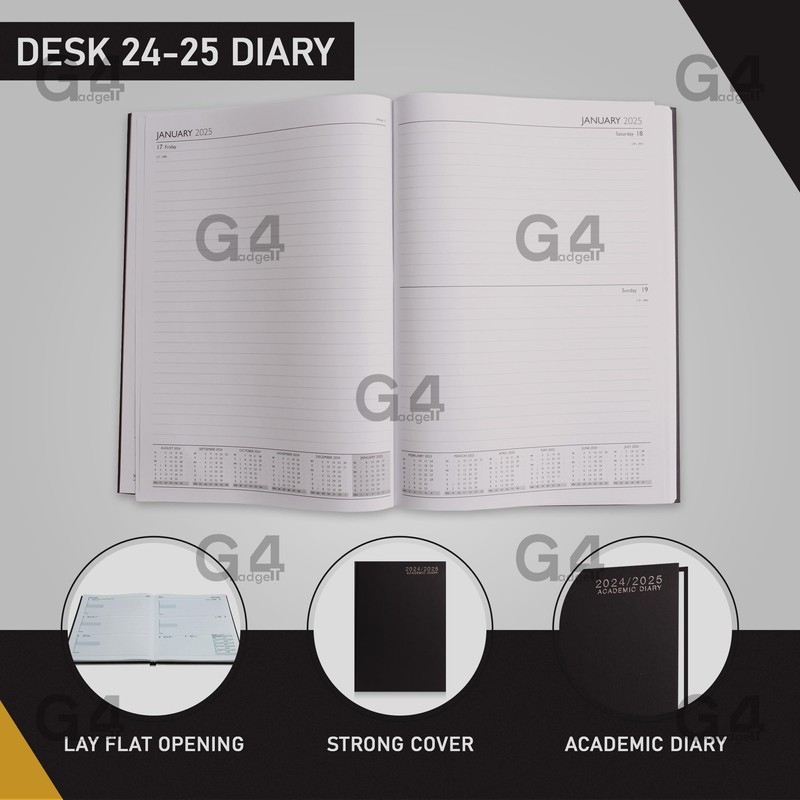 Academic Diary 2024-2025 A4 Day-A-Page Student Diary with Case Binding