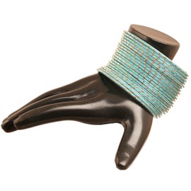 Touchstone "Colorful 2 Dozen Bangle Collection Indian Bollywood Alloy Metal Textured Sky Blue Color Designer Jewelry Bangle Bracelets Set Of 24 In Antique Gold Tone For Women.