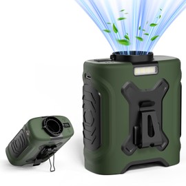 Portable Waist Fan 10000mAh Portable Waist Fan 18000RPM Neck Fan With Max 12H Working Time 5 Speeds adjustment with LED flashlight and Charging display Cooling for Outdoor Jobsite and etc(Green)
