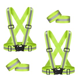 AONAT 2 Pack Reflective Vest,Reflective Vest Running Gear with 4 PCS High Visibility Armbands,Suitable for Outdoor Night Running Jogging Hiking Cycling Walking Men Women Kids