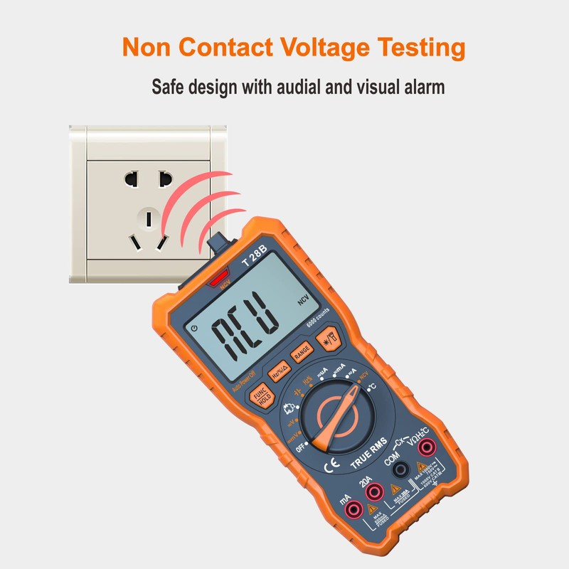 True RMS Digital Multimeter Tester, Auto-Ranging AC DC 20A Ohmmeter