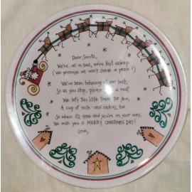 Unbranded Dear Santa Hard Plastic Plate Sled Reindeer Tree Gingerbread 10"