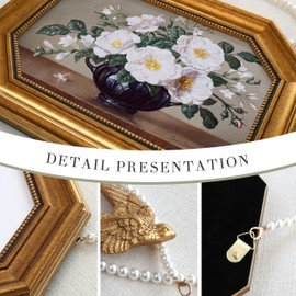 Zelvix Gold Framed Canvas Wall Art Vintage Decor, Roses Classical Oil Painting Prints,8"x12" Picture Frame for Living Room Bathroom Kitchen Bedroom