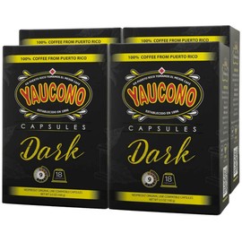 Yaucono Espresso Capsules, Dark Roast, 100 Percent Coffee from Puerto Rico Compatible with Nespresso Machines, 18 Count (Pack of 4)