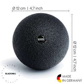 BLACKROLL® Ball 12 Faszienball (12 cm), kleine Faszienkugel für die punktuelle Selbstmassage, Massageball zur Behandlung von Muskelverspannungen, mittlere Härte, Made in Germany, Schwarz