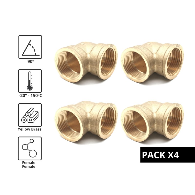 DOJA Barcelona 90° Brass Thread Fitting 1/2 Inch Pack of