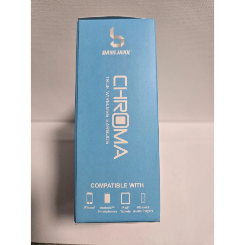 bass jaxx BlueTooth Chroma Wireless EarBuds--Blue--Brand New