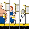 A11N Outdoor Volleyball and Badminton Combo Set - Includes Adjustable