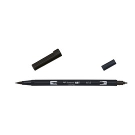 Tombow ABT-N15-1P Fibre Tip Dual Brush Pen with Two Tips, Blistered Black