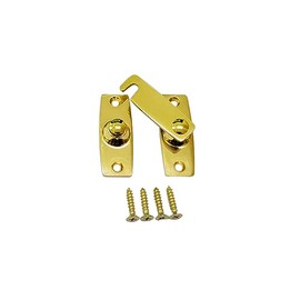 QCAA 2.5" x 2.65", Large, Heavy Forged Solid Brass Door Latch, 180 Degrees Flat Surface Mounting Door Latch Buckle for Doors & Windows, Vibrated Brass, 1 Pack, Made in Taiwan