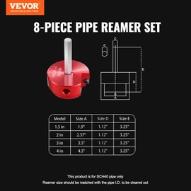 Happybuy PVC Pipe Reamer Kit, Aluminum Alloy, PVC Pipe Fitting Reamer Plumbing Tools Kit, Socket Saver for SCH 40 Pipe, Contains 1/2'', 3/4", 1", 5/4'', 3/2", 2", 3", 4''