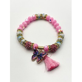 Undisclosed Girls Bangle Bracelet Light Pink, Blue Pink Butterfly