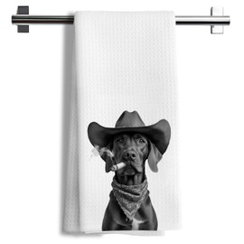 Nipil Western Cowboy Black Labrador Retriever Kitchen Towels, Gifts for Labrador Dog Lovers Decorative Dish Tea Towels, Black Lab Gifts Hand Towels for Kitchen Bathroom Decor, 16x24 Inch