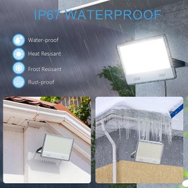 TOPAUBUB 300W Flood Lights Outdoor 2 Pack, 20000LM Plug in Flood Light Outdoor with 6.56FT Cable US Plug, Driver, 7000K IP67 Exterior Security Light Stadium Lights for Stadium Yard Backyard Garden