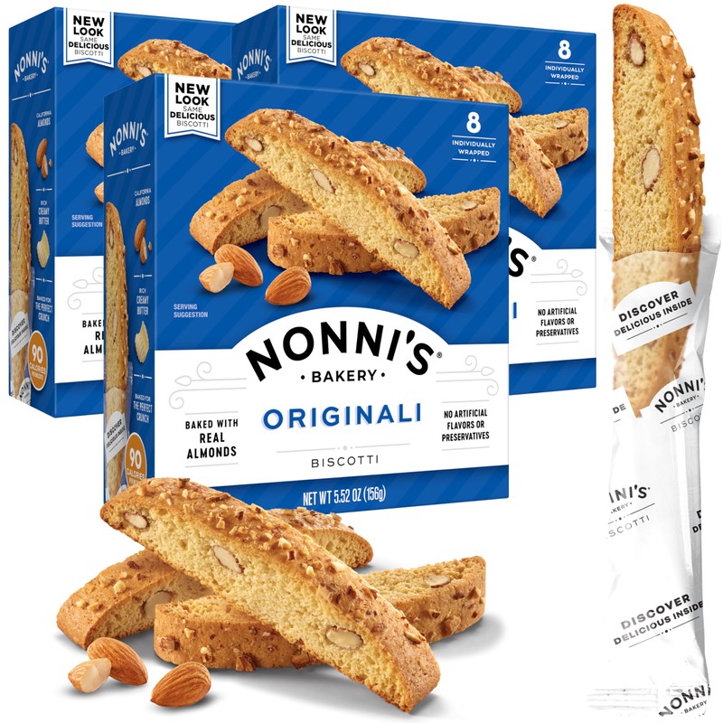 Nonni's Originali Almond Biscotti Italian Cookies - 3 Boxes Biscotti