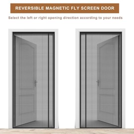 Side Opening Magnetic Fly Screens for Doors 85x195 cm Fiberglass,Heavy Duty Bugs Door Screen,Reversible Left Right Anti Mosquito Mesh Fly Curtain with Powerful Magnets & Full Frame Magic Tape